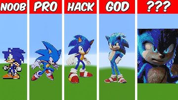 SONIC X Pixel Art Build in Minecraft ! Noob vs Pro vs Hacker vs God - Minecraft Animation
