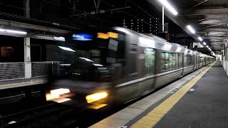【ミュージックホーン】223系12両編成の新快速  栗東駅を通過