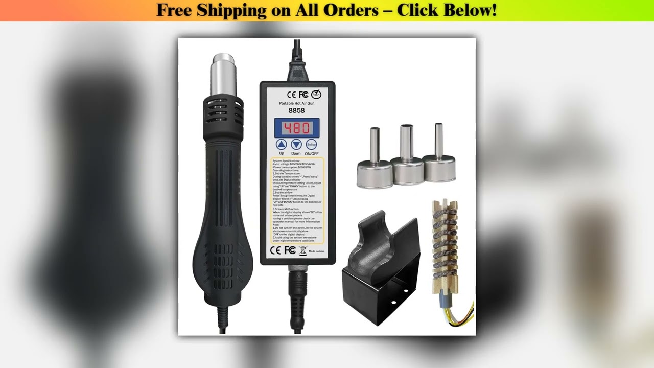 Hot air gun 8858 Micro Rework ering station LED Digital Hair dryer for ering 650W Heat Gun welding