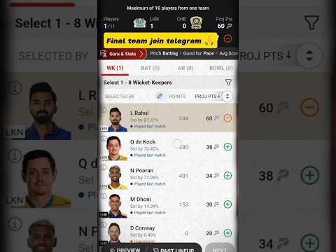 LSG vs CSK dream11 2024 prediction|| Dream11 team today match2024