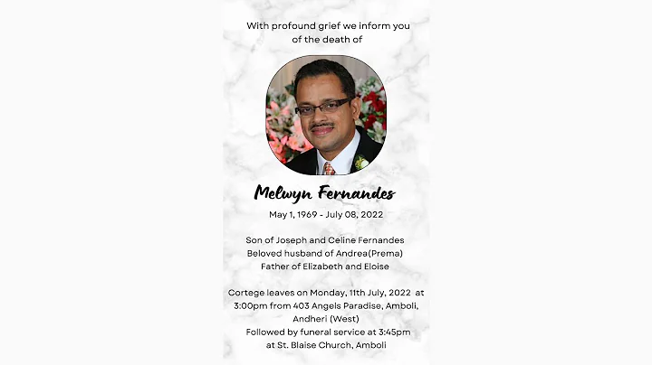 Melwyn Fernandes  Funeral service Live streaming  ...