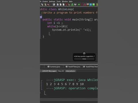 SIMPLE JAVA WHILE LOOP PROGRAM. print numbers from 1 to 10 - YouTube
