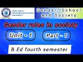 Gender roles in society(unit-1)| part-1|#bednotes #genderschoolandsociety #societyroles