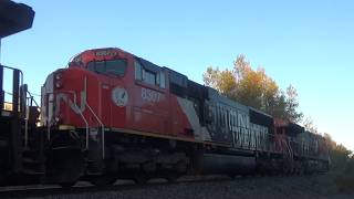 Nice Horn Action! Long Extra Stack Train CN X121 Rolling thru Berry Mills, NB