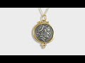 Ancient Harvest Goddess, Demeter, Tetradrachm Coin Replica Charm Pendant, 24K Gold, 0.09ct Diamonds