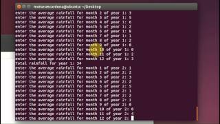 Average Rainfall Calculator C++ Code (Linux)