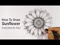 How to draw sunflower easy step by step  nature drawing lesson 5  realistic flower with pencil