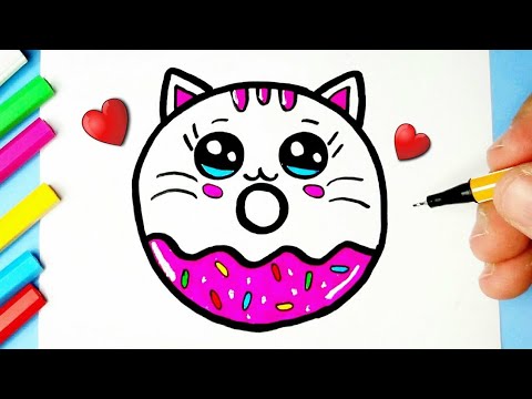 Como desenhar COOKIE CAT fofo KAWAII Donut ❤ Desenhos Kawaii