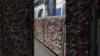Locking down love with padlocks ... Hohenzollern Bridge, Cologne-Germany