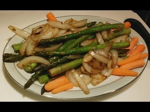 How to Pan Frying Asparagus with Sauteed Onion Recipe