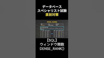 【データベーススペシャリスト】SQL完全攻略：ウィンドウ関数DENSE_RANK() #データベーススペシャリスト #勉強 #データベース #応用情報技術者試験 #基本情報技術者試験 #資格