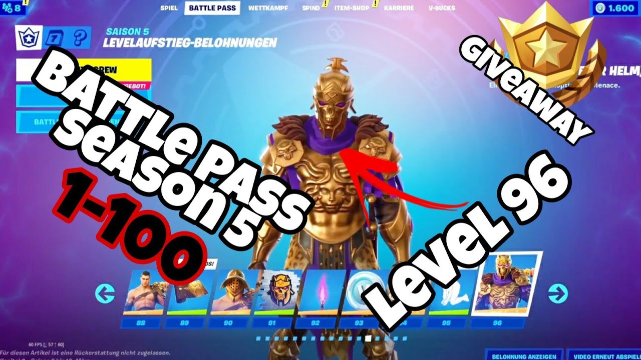 Fortnite Battle Pass Gratis Season 5 Kapitel 2 Alle Stufen Level 100 Extras Deutsch Kix Youtube