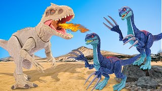 🔥 CLASSIC DINOSAUR BATTLE 🦖 Therizinosaurus, Velociraptors, Indominus Rex! Jurassic World Toys Movie