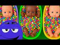 Satisfying Video | Mixing Funny Candy ASMR & Make Up in 3 Bathtubs with Baby Shark Slime