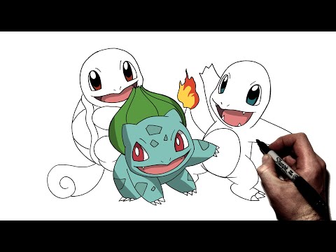 How To Draw Squirtle Bulbasaur Charmander  Step By Step  Pokemon