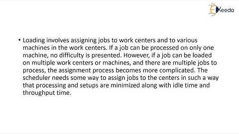 Loading and scheduling devices - Process Planning and Line Balancing