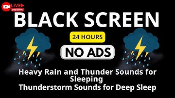 🔴 Heavy Rain and Thunder Sounds for Sleeping - Black Screen | Rain Noise for Deep Sleep