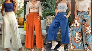 Latest Wide Leg Pants Outfits Ideas, Stylish Wide Leg trousers for a casual Look