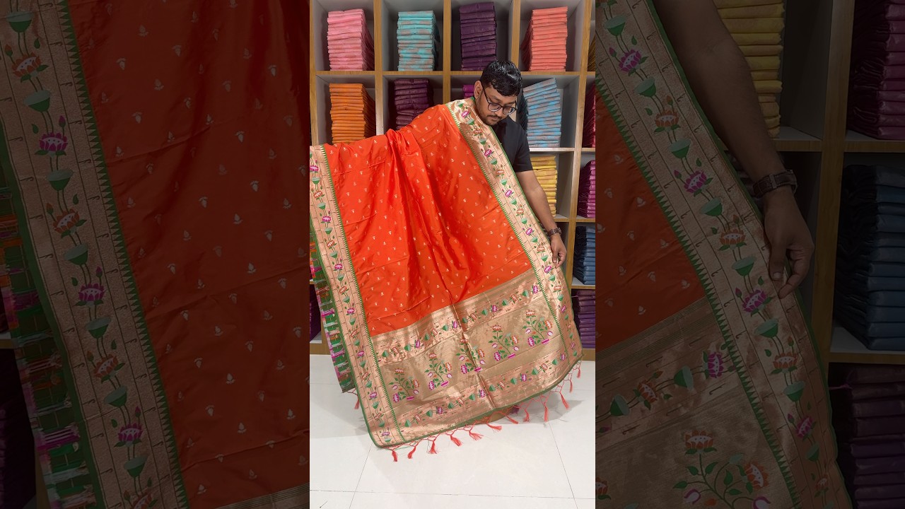 Pure Zari Lotus Flower Motif Paithani Dupatta