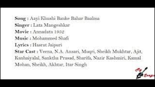 Aayi Khushi Banke Bahar Baalma, Movie : Annadata 1952