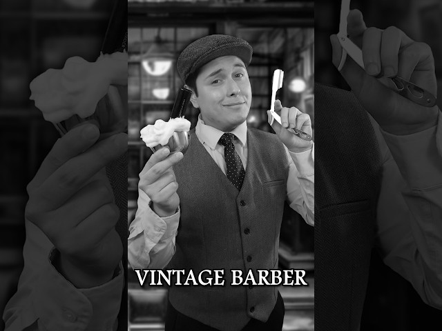 1950’s Authentic Haircut & Shave 💈 | #ASMR class=
