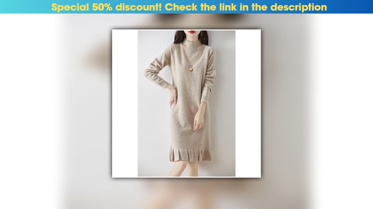 First Look Half Height Loose 100% Merino Wool Women's Warm Autumn Winter Dress French Pullover Swea