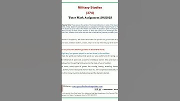 Military studies 374 Nios solve Assignment 2022-23 pdf file