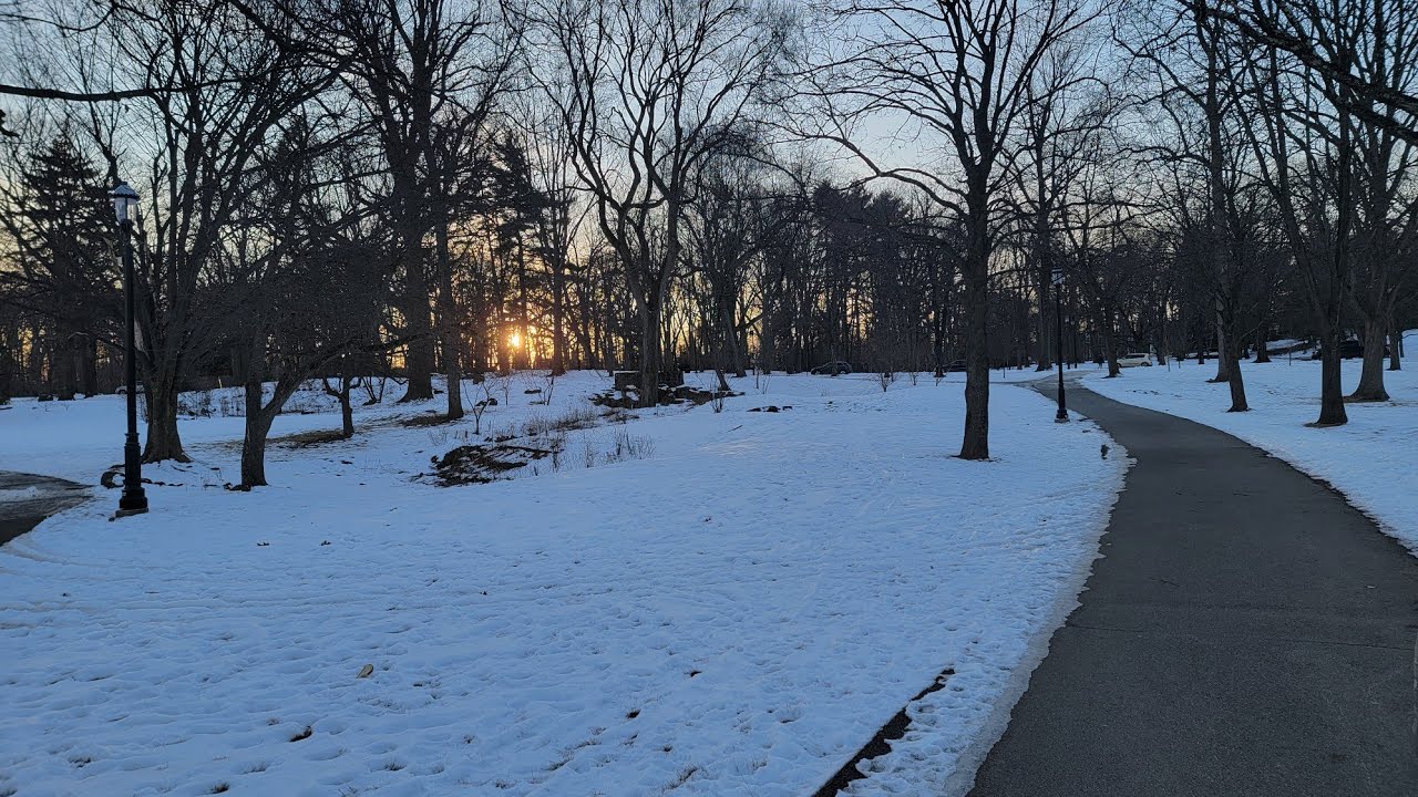 Going for an evening walk in the snow in Brookdale park New Jersey | vlog