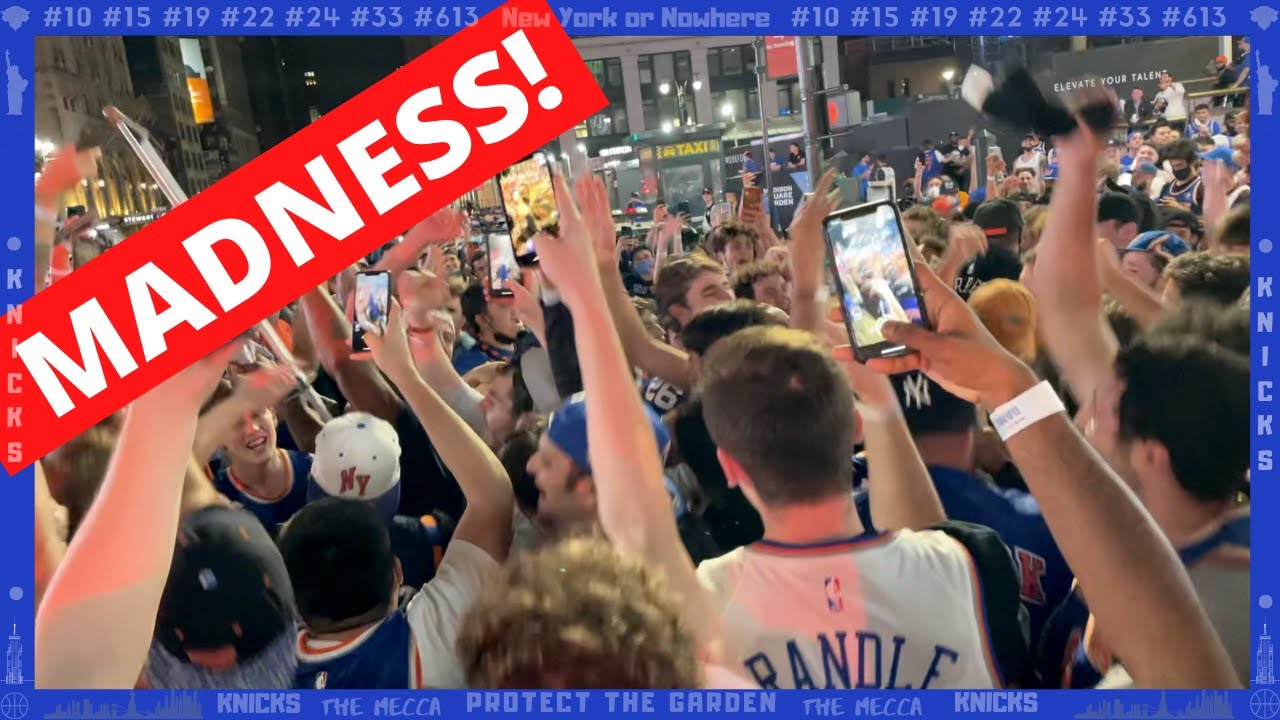 PANDEMONIUM!! KNICKS fans GO INSANE outside the Garden! Knicks Win Game ...
