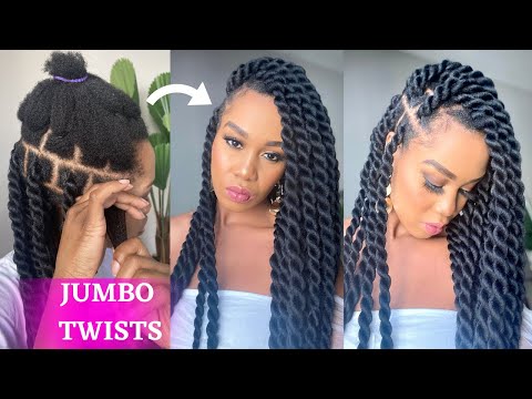 how-to:-diy-jumbo-twist-rubber-band-method-/-beginner-friendly-/-protective-style-/-tupo1