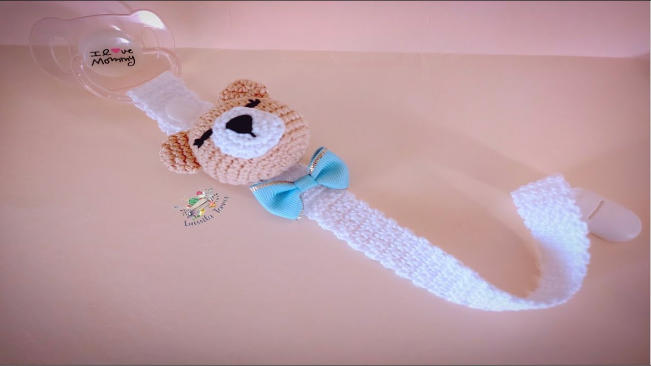 PORTA CHUPÓN DE OSITO A CROCHET PARA BEBÉS