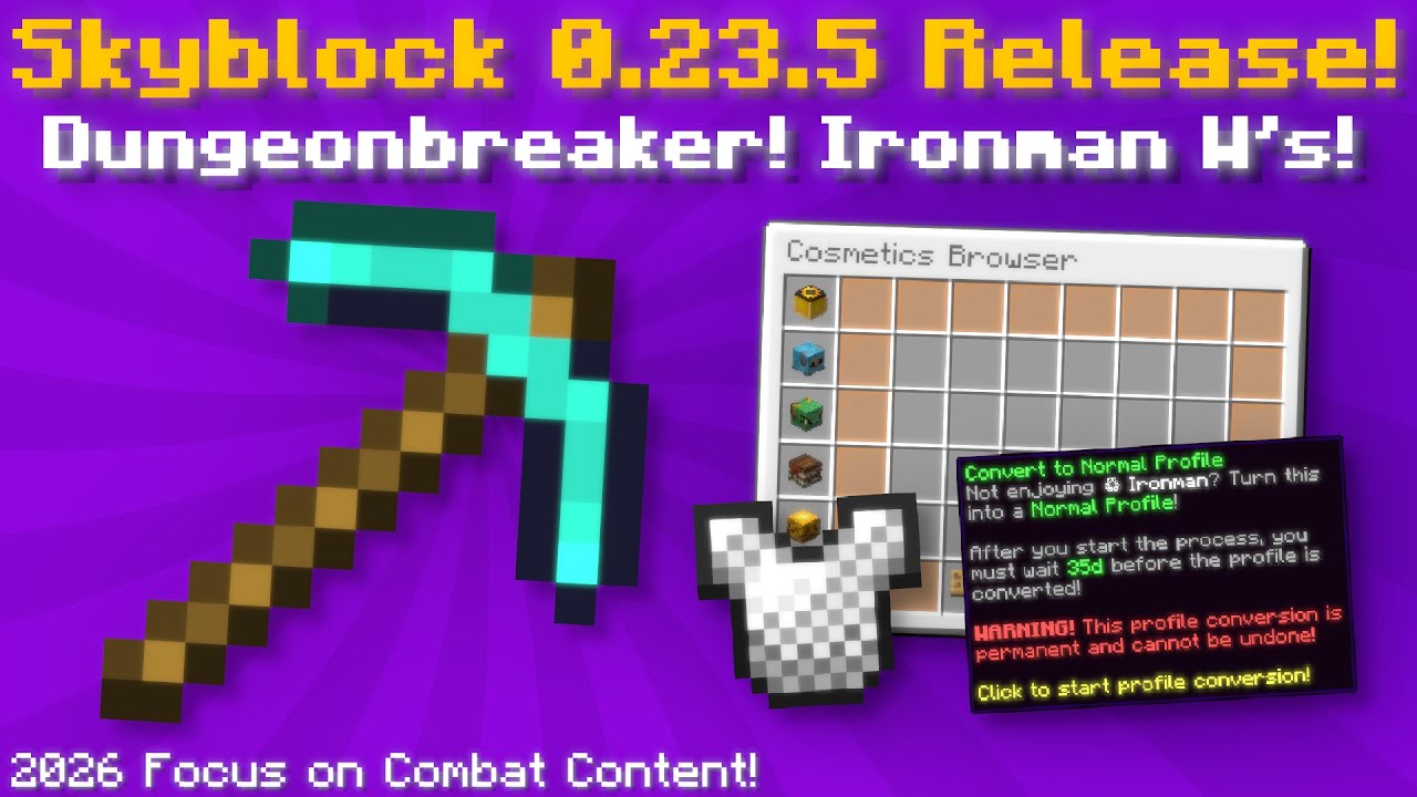 Skyblock 0.23.5 Release! Dungeonbreaker! Ironman W's, 1.21+ Combat Content! (Hypixel Skyblock News!)
