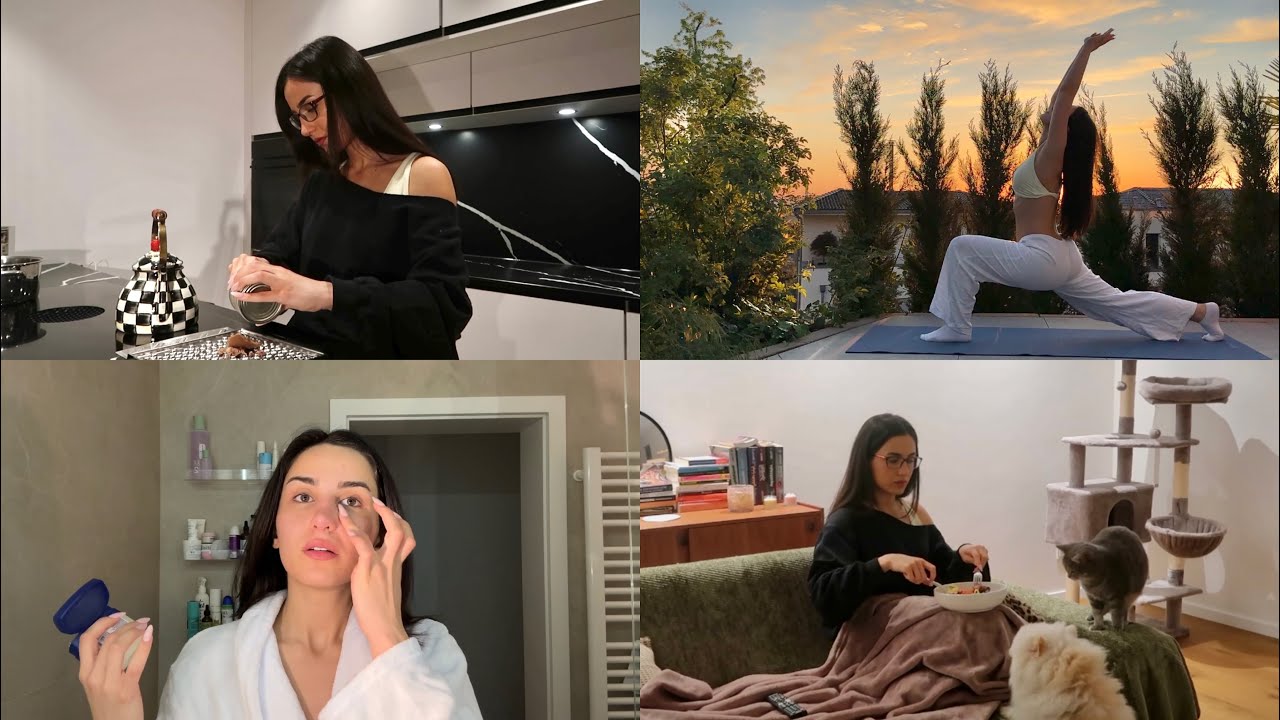 روتيني المسائي | تمارين تمدد بالبيت، عناية بالبشرة، وأكلة سهلة