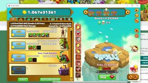 Preparation for the final push to zone 1000000 before Clicker Heroes 2 release