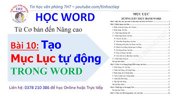Học word - Hướng dẫn tạo mục lục tự động trong Word - Bài 10