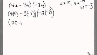 Evaluating an algebraic expression given variable values