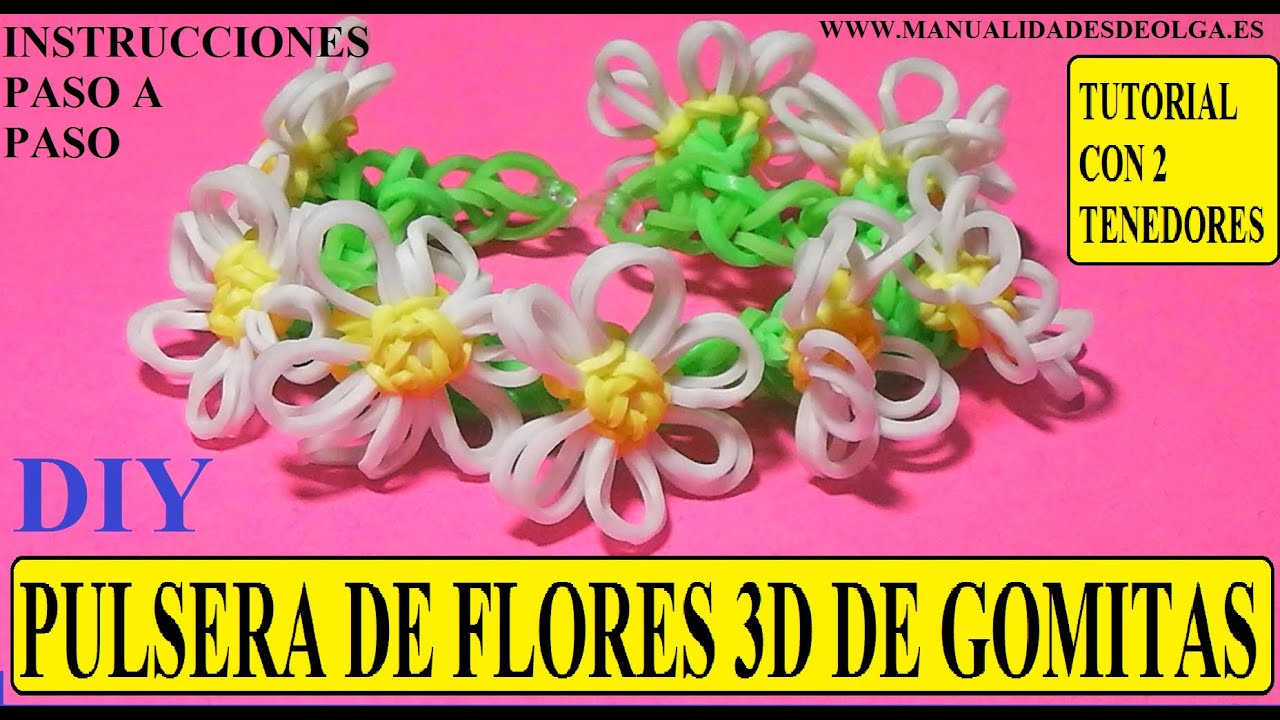 Cómo hacer pulseras de gomitas de flores