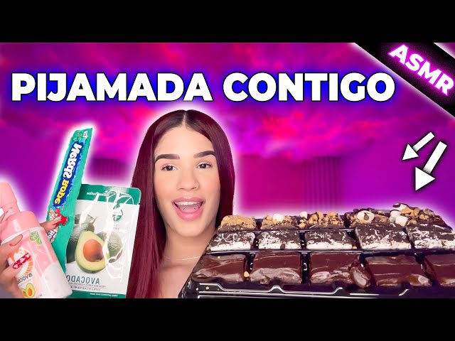 Asmr pijamada, probamos dulces y chips, hago tu skincare, te peino y probamos labiales