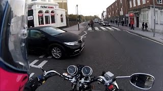 CAR PULLS OUT ON MOTORCYCLIST ft. Audi R8