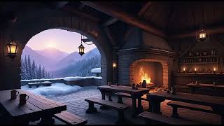 Warm Tavern Hearth🔥Snow Falling Outside | Deep Focus Winter Atmosphere (3 Hours)