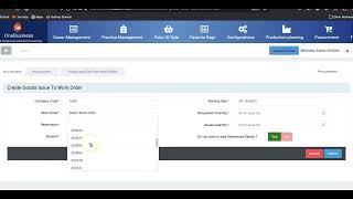 OneBusiness ERP Goods Issue to Work Order with Serial numbers