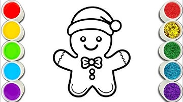 Cute Gingerbread Man Drawing | Easy Christmas Drawing for Kids | Step by Step Art Tutorial