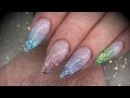 Acrylic nails - glitter shard fade - Charlotte’s glitter cabin NEW glitters