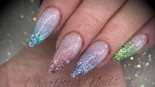 Acrylic nails - glitter shard fade - Charlotte’s glitter cabin NEW glitters