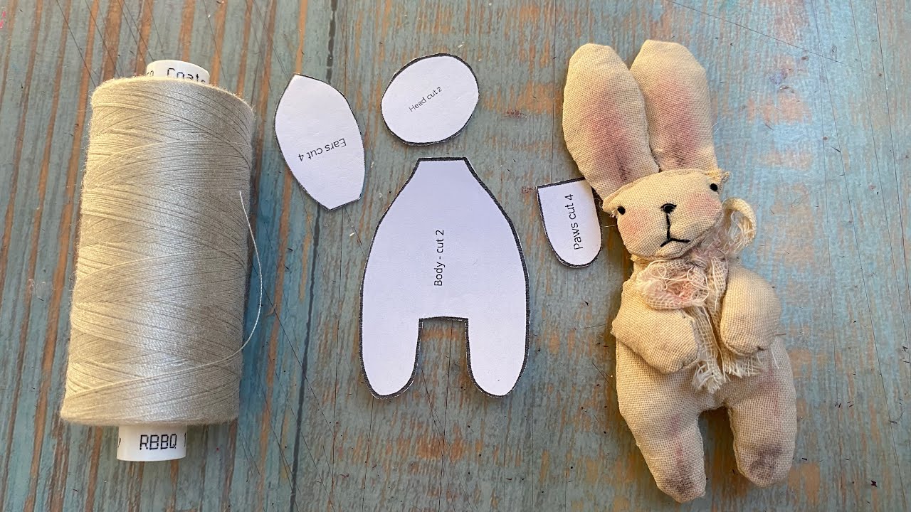 Make a Tiny Primitive Bunny DIY Hand Sewing Tutorial with Template