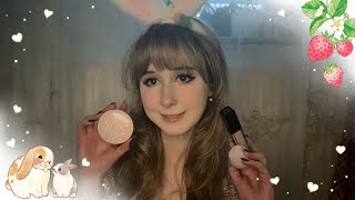ASMR 🐰🩷Bunny Girl Does Your Make-Up (Soft Spoken, Tapping)
