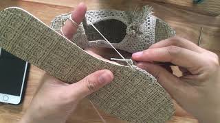 Móc giày lưới cột dây Phần 1 ráp đế-Crochet shoes handmade