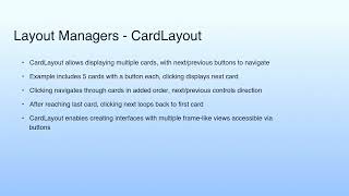 Layout Managers - Cardlayout Lecture 41 Demonstration-Xv