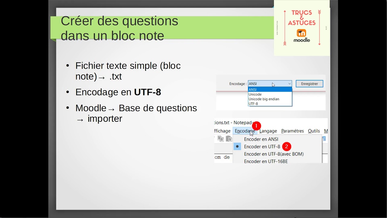 Moodle trucs et astuces importer des questions au format aiken