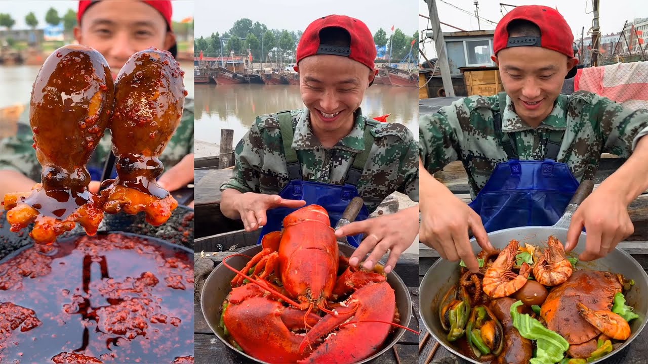 Chinese Fisherman Cooking and Eating Seafood Look So Yummy #3 - YouTube